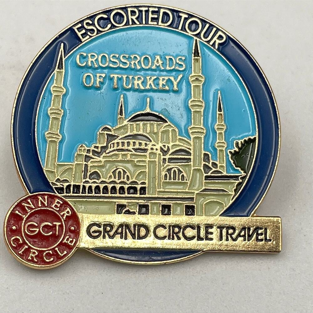 Grand Circle Travel Escorted Tour Gold-Tone Crossroads of Turkey Lapel Pin Y2K